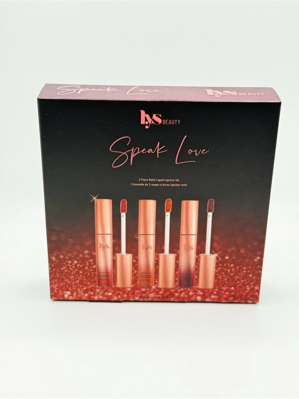 LYS Beauty Speak Love 3-Piece Hydrating Matte Liquid Lipstick Set NIB
